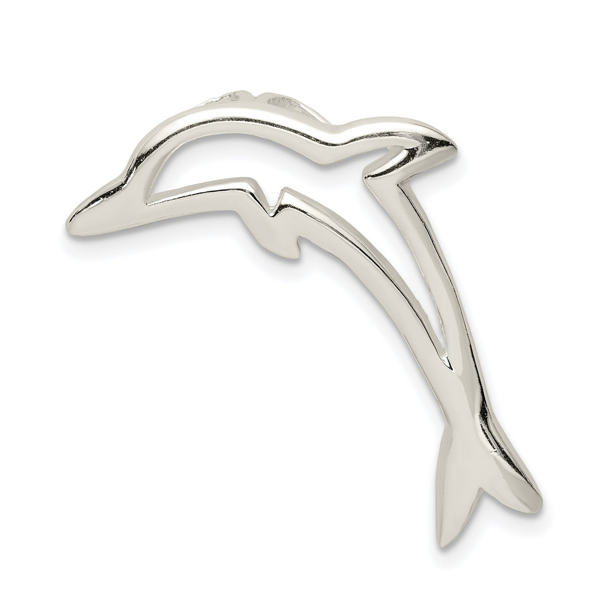 Sterling Silver Dolphin Pendant with Open Outline Design and Nautical Theme