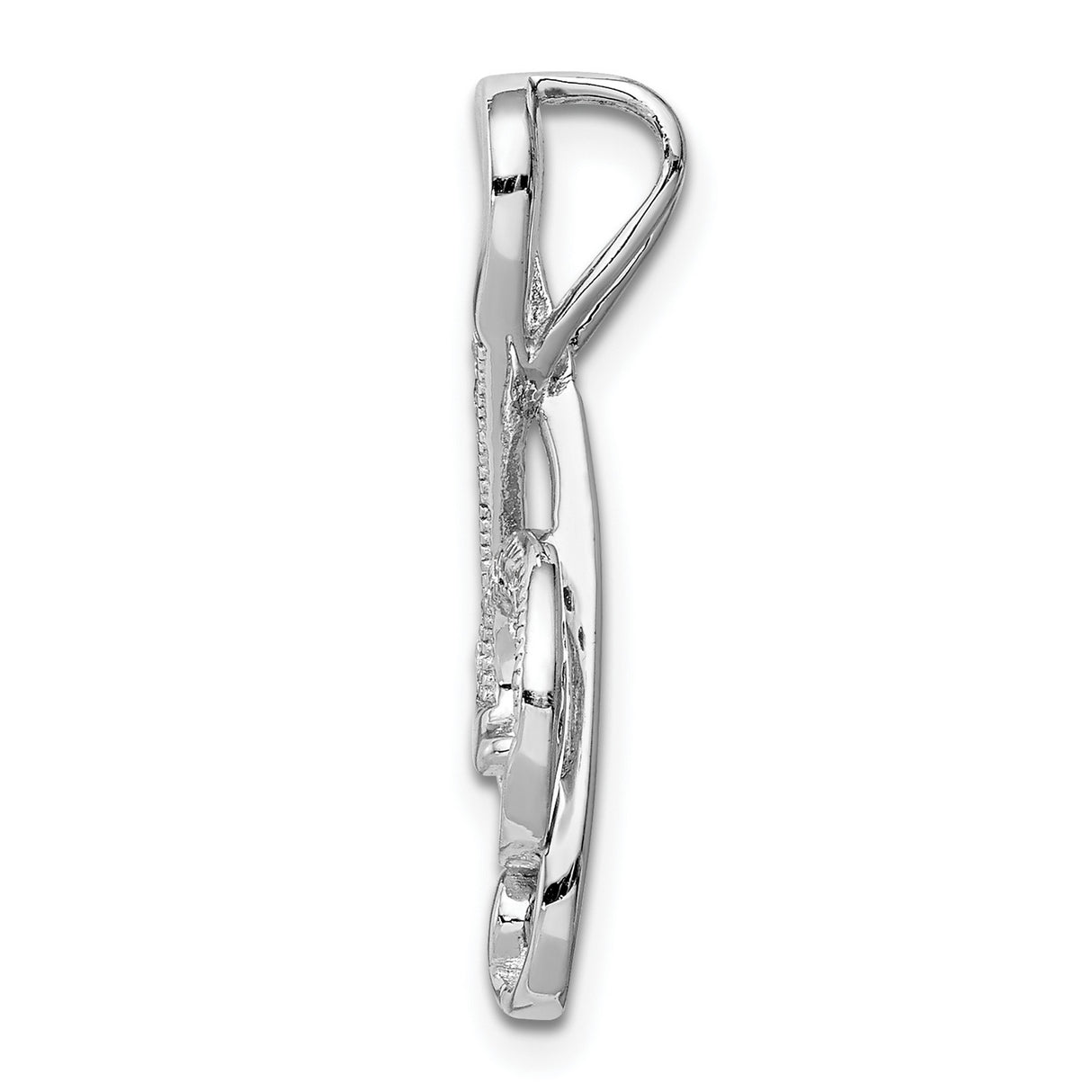 Treble Clef Slide Adorned With CZ Charm Pendant in Real 925 Sterling Silver