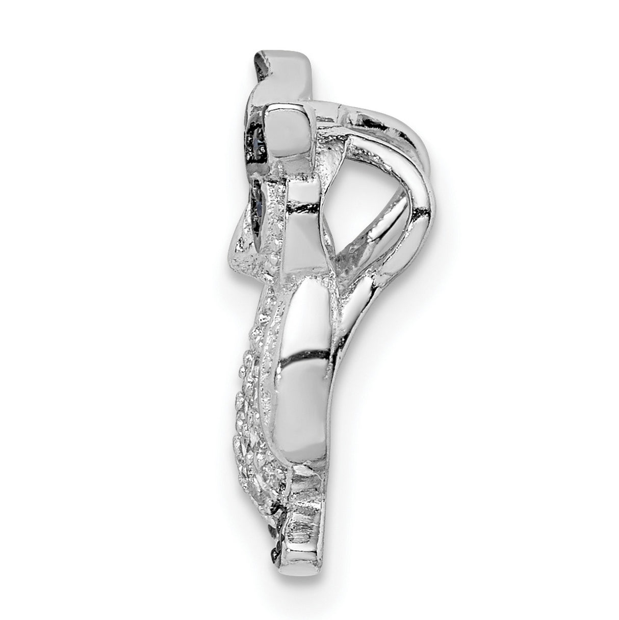 Sterling Silver Owl Pendant with Black and Clear Cubic Zirconia, Wisdom Animal Jewelry