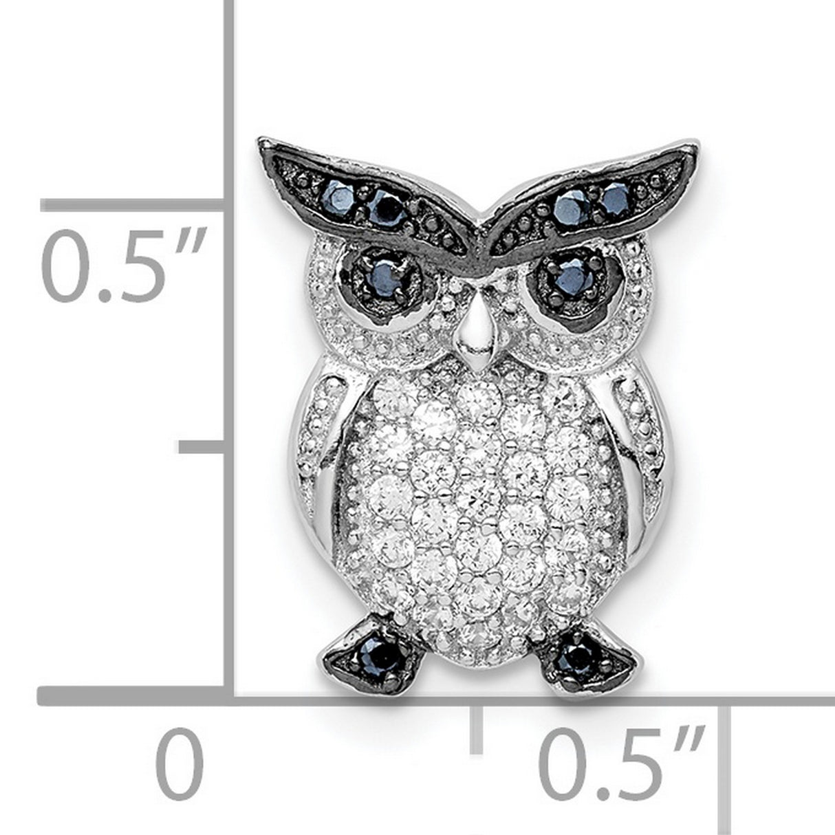 Sterling Silver Owl Pendant with Black and Clear Cubic Zirconia, Wisdom Animal Jewelry