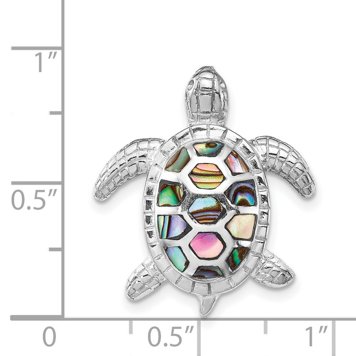 Sterling Silver Sea Turtle Pendant with Abalone Shell Inlay, Coastal Ocean Theme Jewelry
