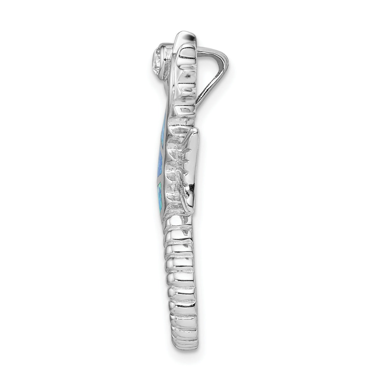 Sterling Silver Seahorse Pendant with Blue Opal and Cubic Zirconia, Ocean Theme Jewelry for Women