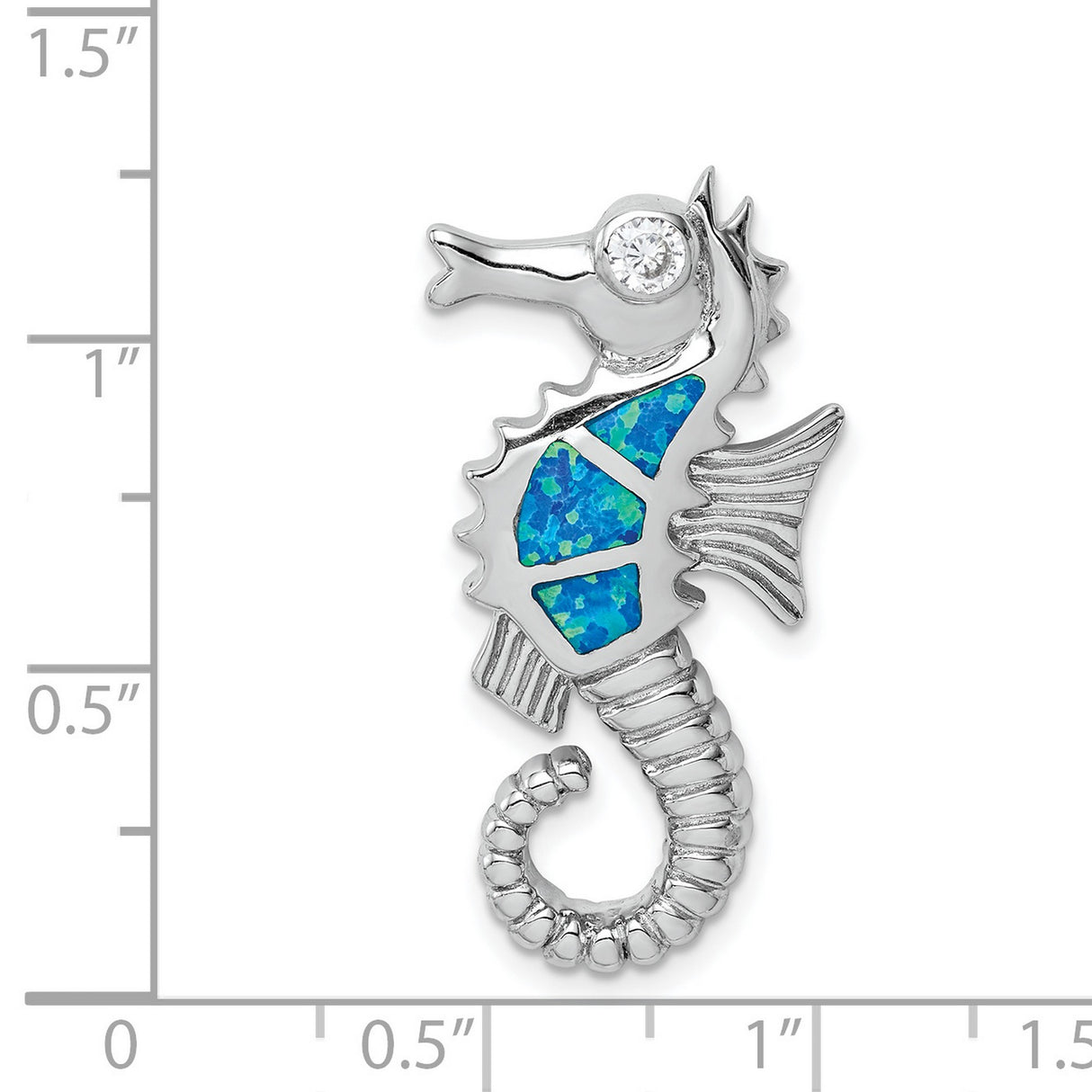 Sterling Silver Seahorse Pendant with Blue Opal and Cubic Zirconia, Ocean Theme Jewelry for Women