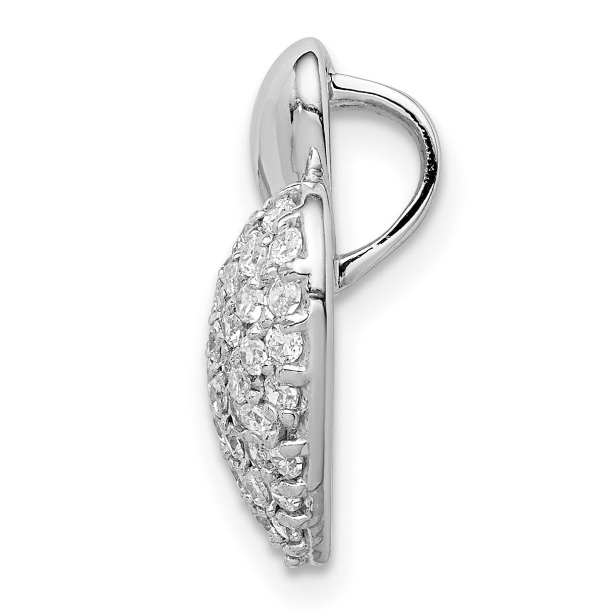 Sterling Silver Heart Pendant with Cubic Zirconia, Polished Romantic Design for Women