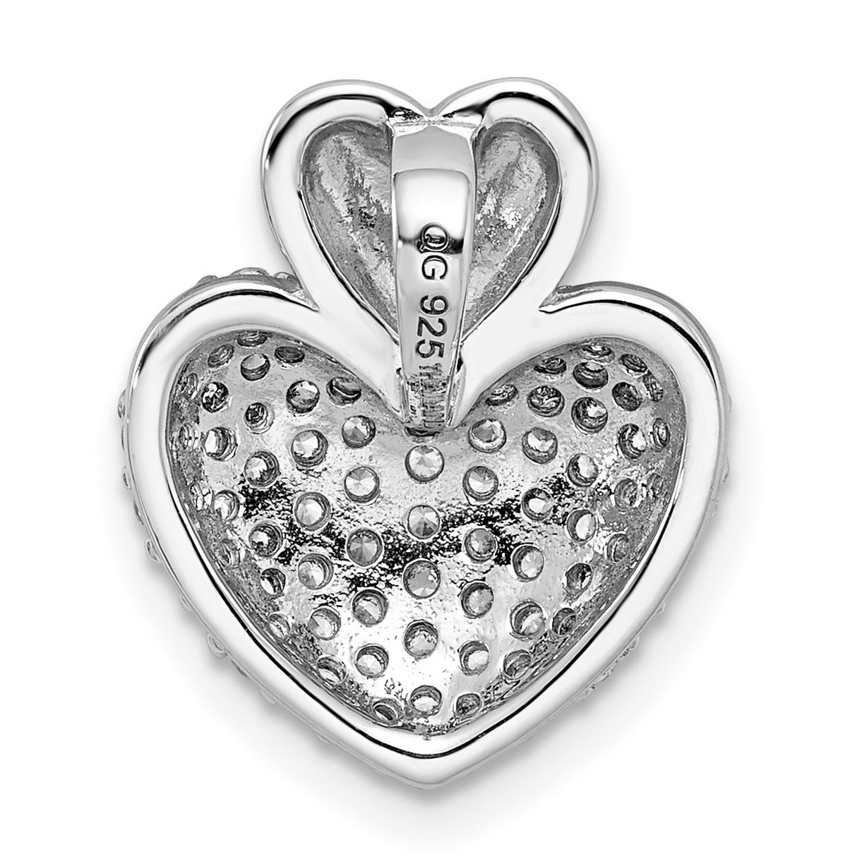 Sterling Silver Heart Pendant with Cubic Zirconia, Polished Romantic Design for Women