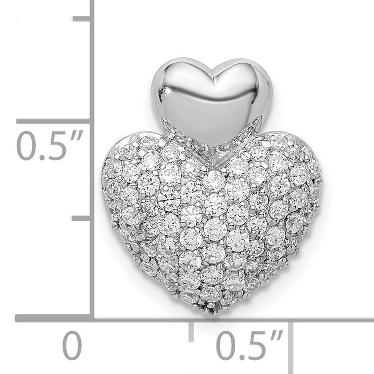 Sterling Silver Heart Pendant with Cubic Zirconia, Polished Romantic Design for Women