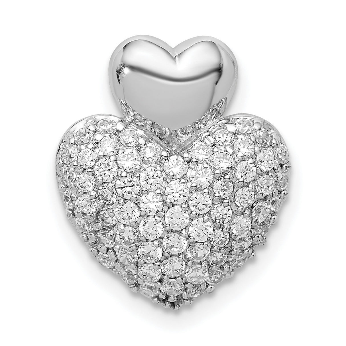 Sterling Silver Heart Pendant with Cubic Zirconia, Polished Romantic Design for Women