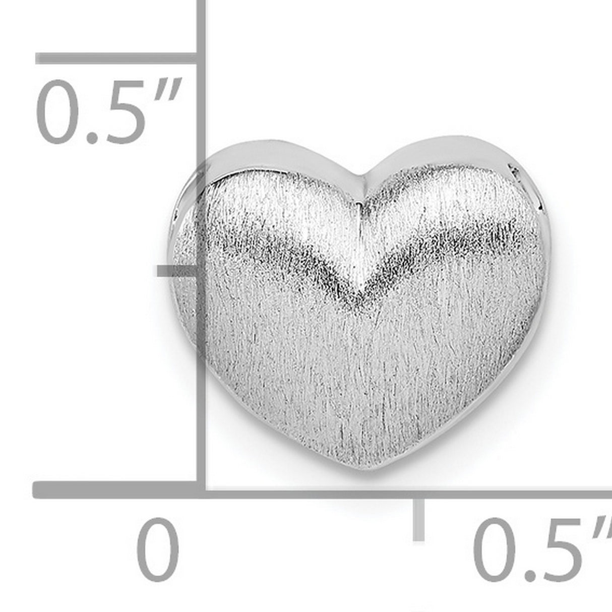 Sterling Silver Heart Charm Bead with Brushed Finish, Minimalist Romantic Design