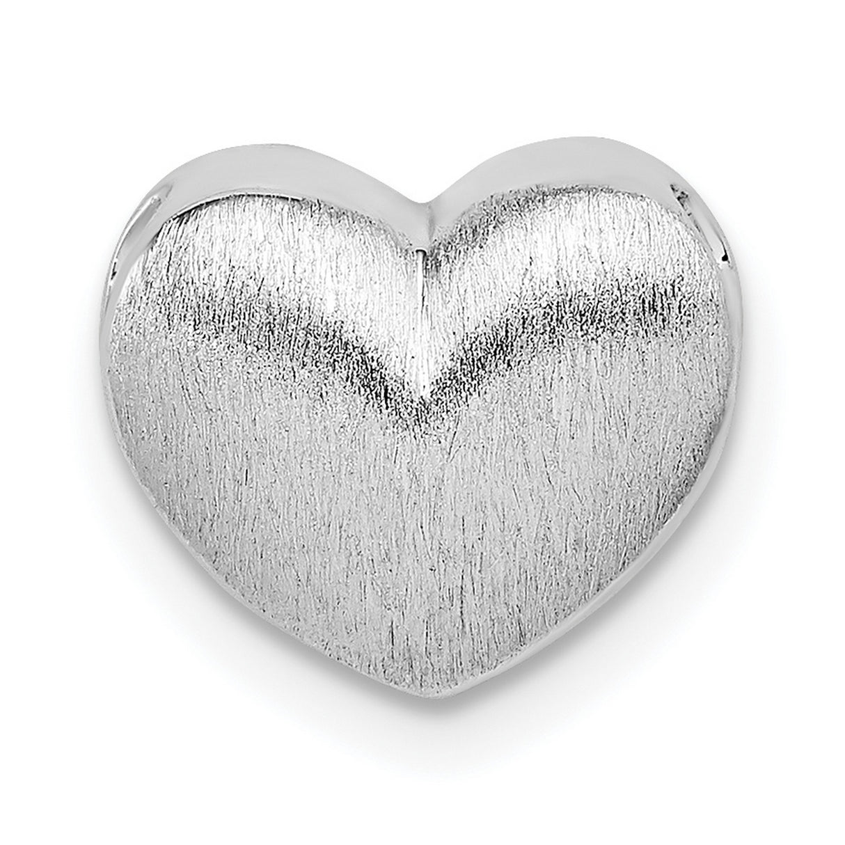 Sterling Silver Heart Charm Bead with Brushed Finish, Minimalist Romantic Design