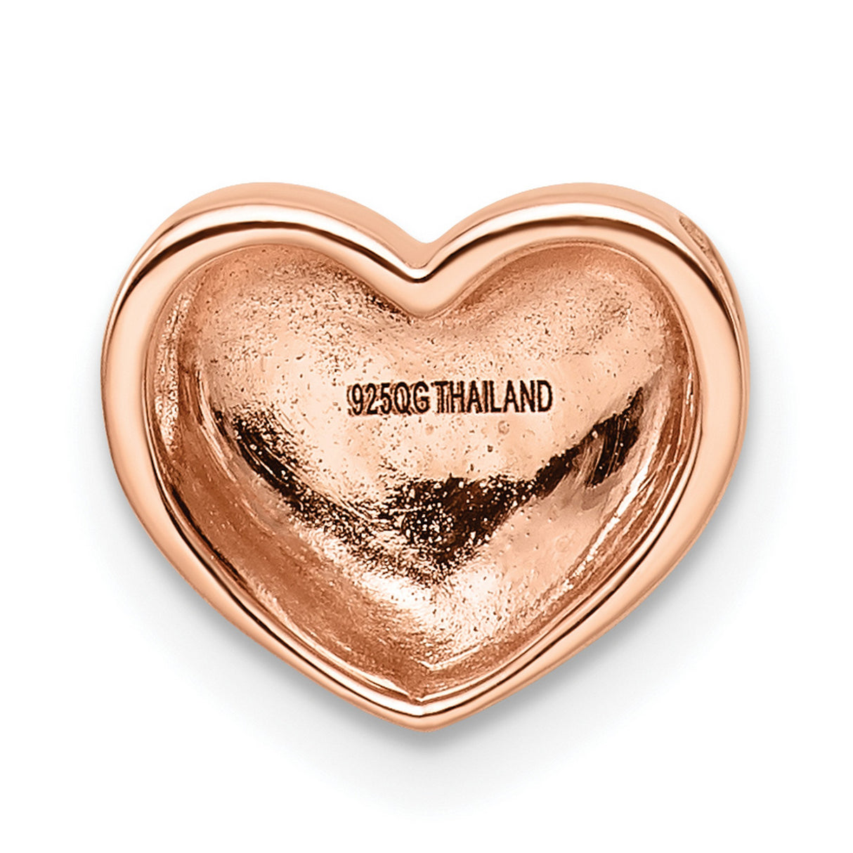 Sterling Silver Heart Charm Pendant with Brushed Rose Gold Finish, Minimalist Design