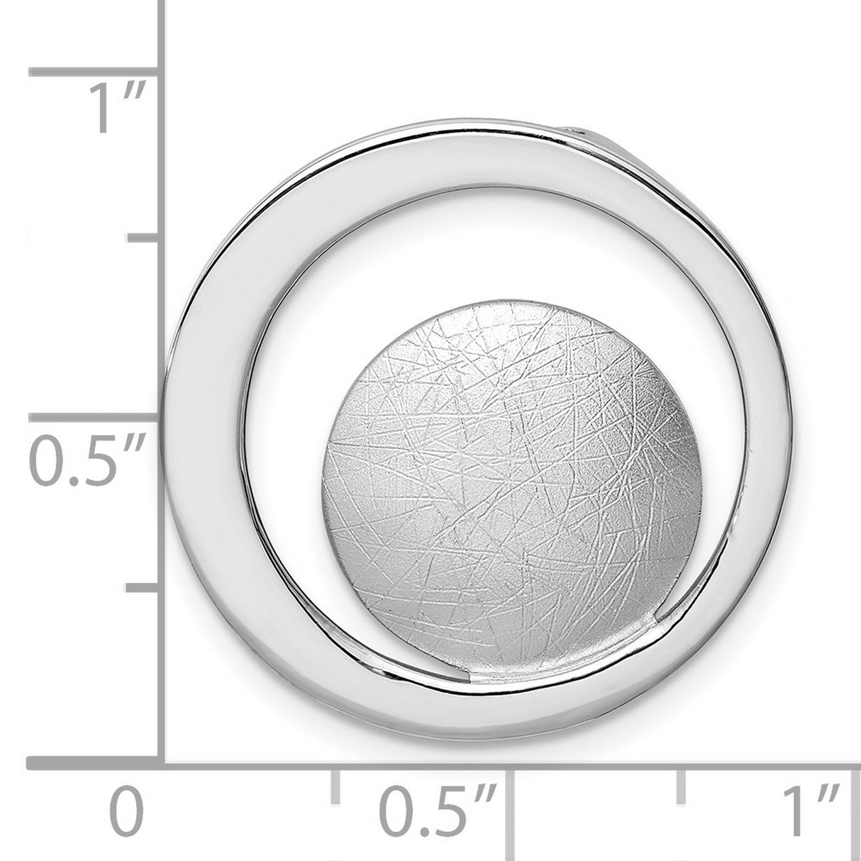 Sterling Silver Circular Pendant with Brushed Texture and Minimal Open Circle Design