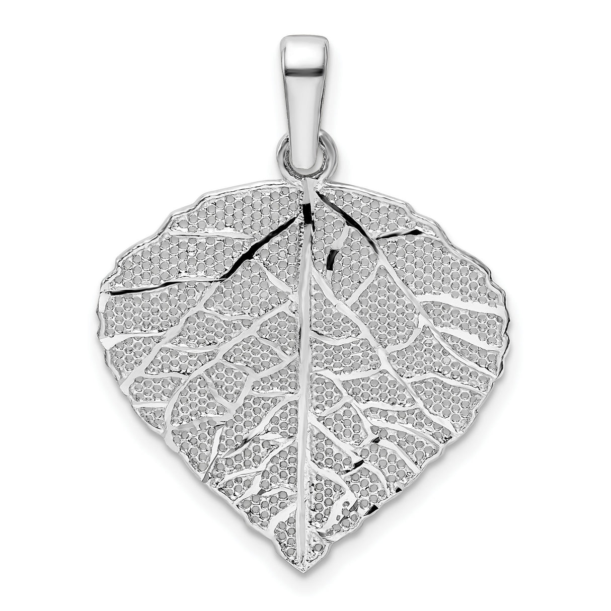 Sterling Silver Leaf Pendant with Veined Leaf Design, Nature-Inspired Botanical Jewelry for Women