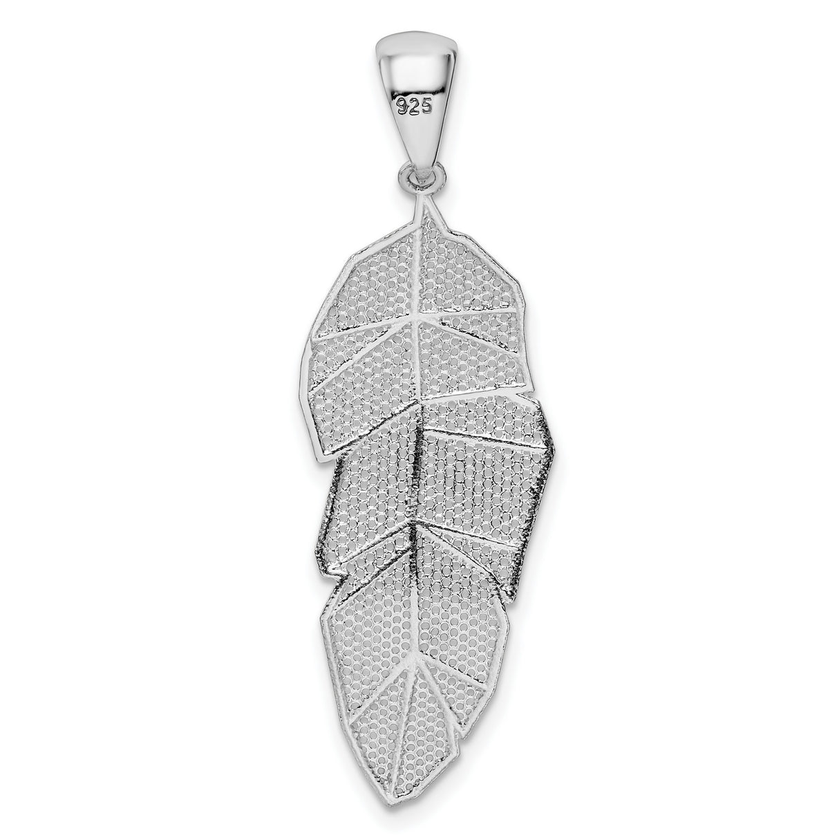 Sterling Silver Feather Pendant, Textured Boho Nature-Inspired Design for Women, 18 Inch Chain Included