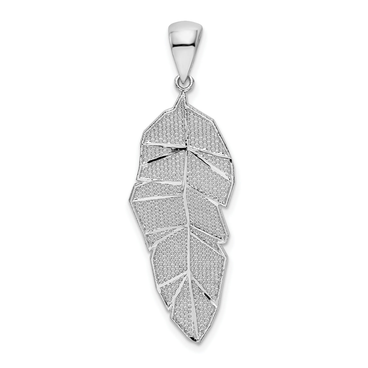 Sterling Silver Feather Pendant, Textured Boho Nature-Inspired Design for Women, 18 Inch Chain Included