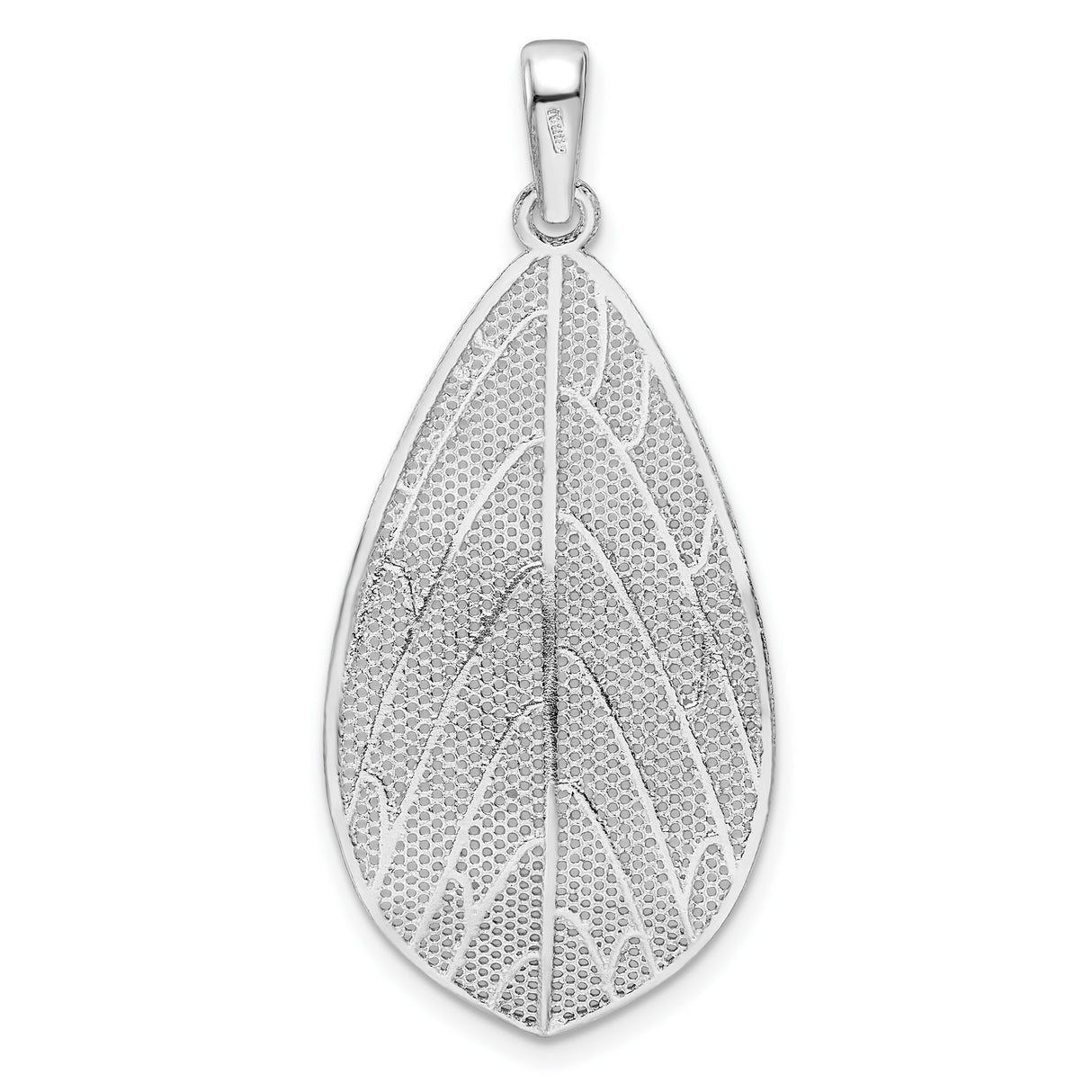 Sterling Silver Leaf Pendant with Vein Detail, Textured Botanical Design, Boho Minimalist Jewelry