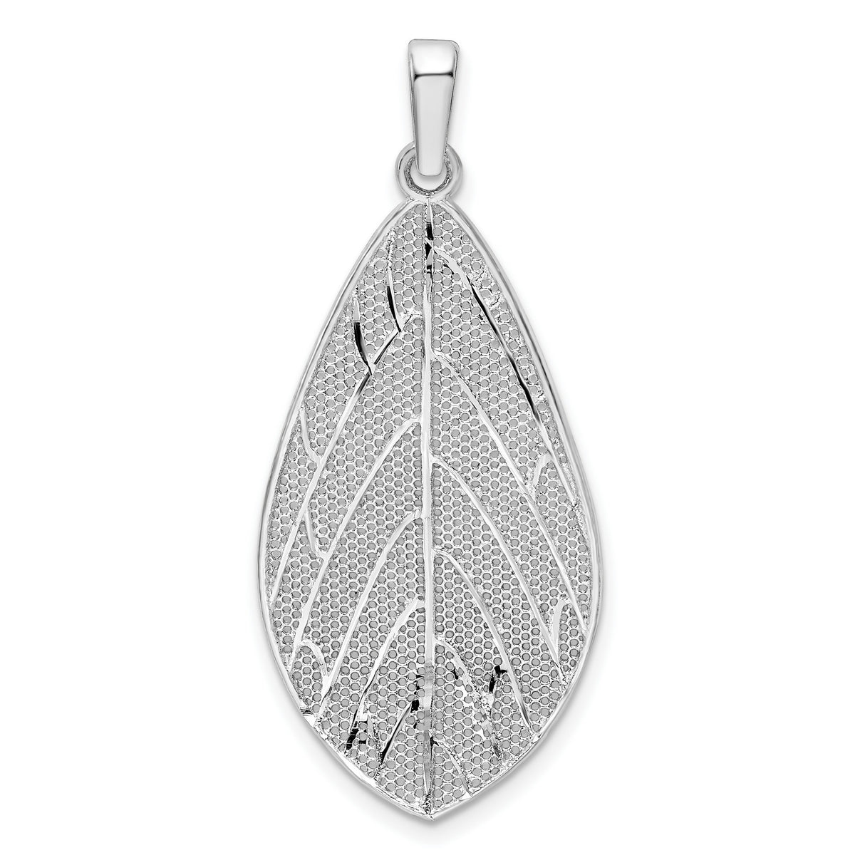 Sterling Silver Leaf Pendant with Vein Detail, Textured Botanical Design, Boho Minimalist Jewelry