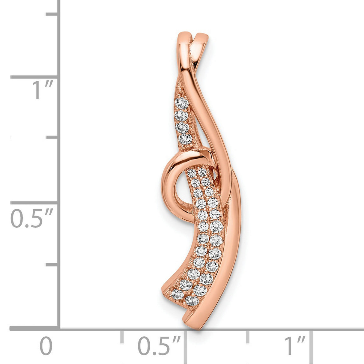 Sterling Silver Pendant with Cubic Zirconia, Rose Gold Plated Swirl Twist Design for Women