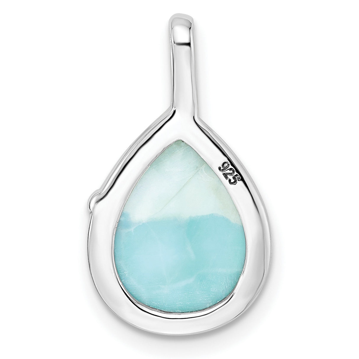 Sterling Silver Teardrop Pendant with Larimar, Flowing Ribbon Design, Ocean-Inspired Jewelry for Women