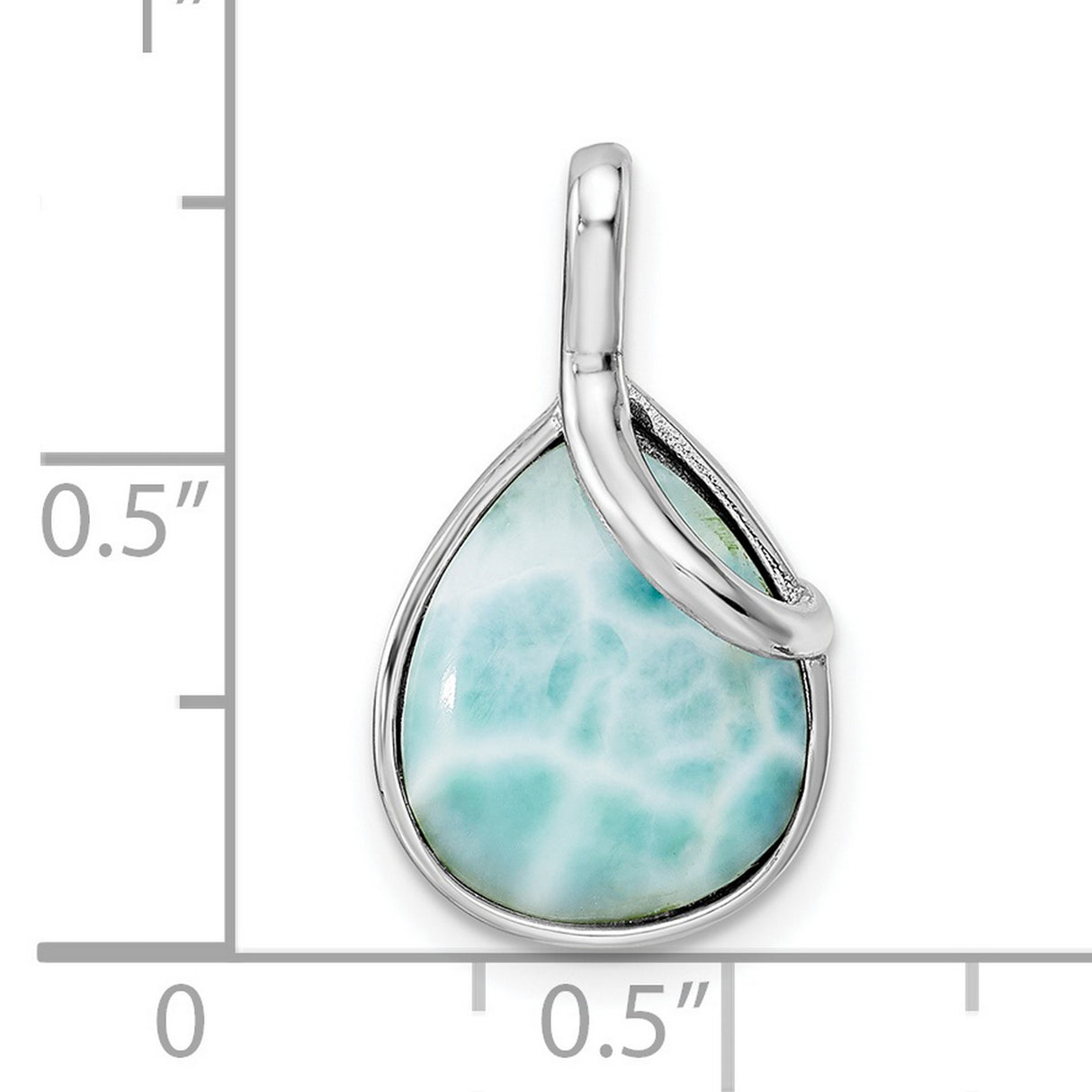 Sterling Silver Teardrop Pendant with Larimar, Flowing Ribbon Design, Ocean-Inspired Jewelry for Women