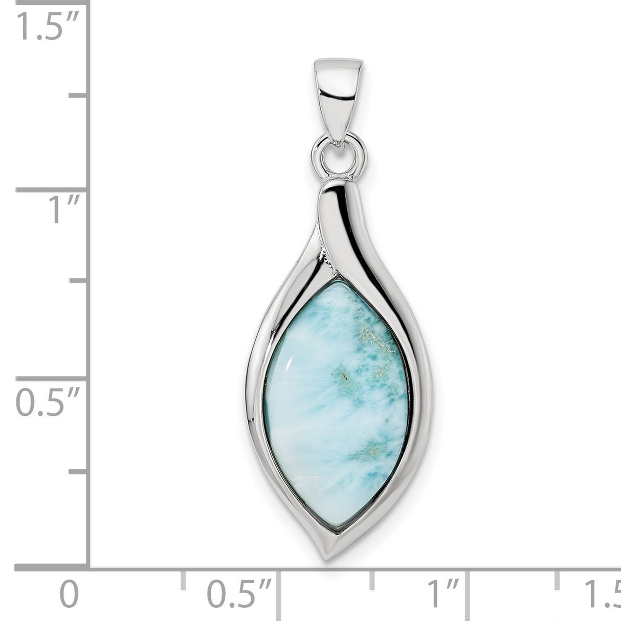 Sterling Silver Pendant with Larimar Marquise Gemstone, Ocean-Inspired Artisan Design