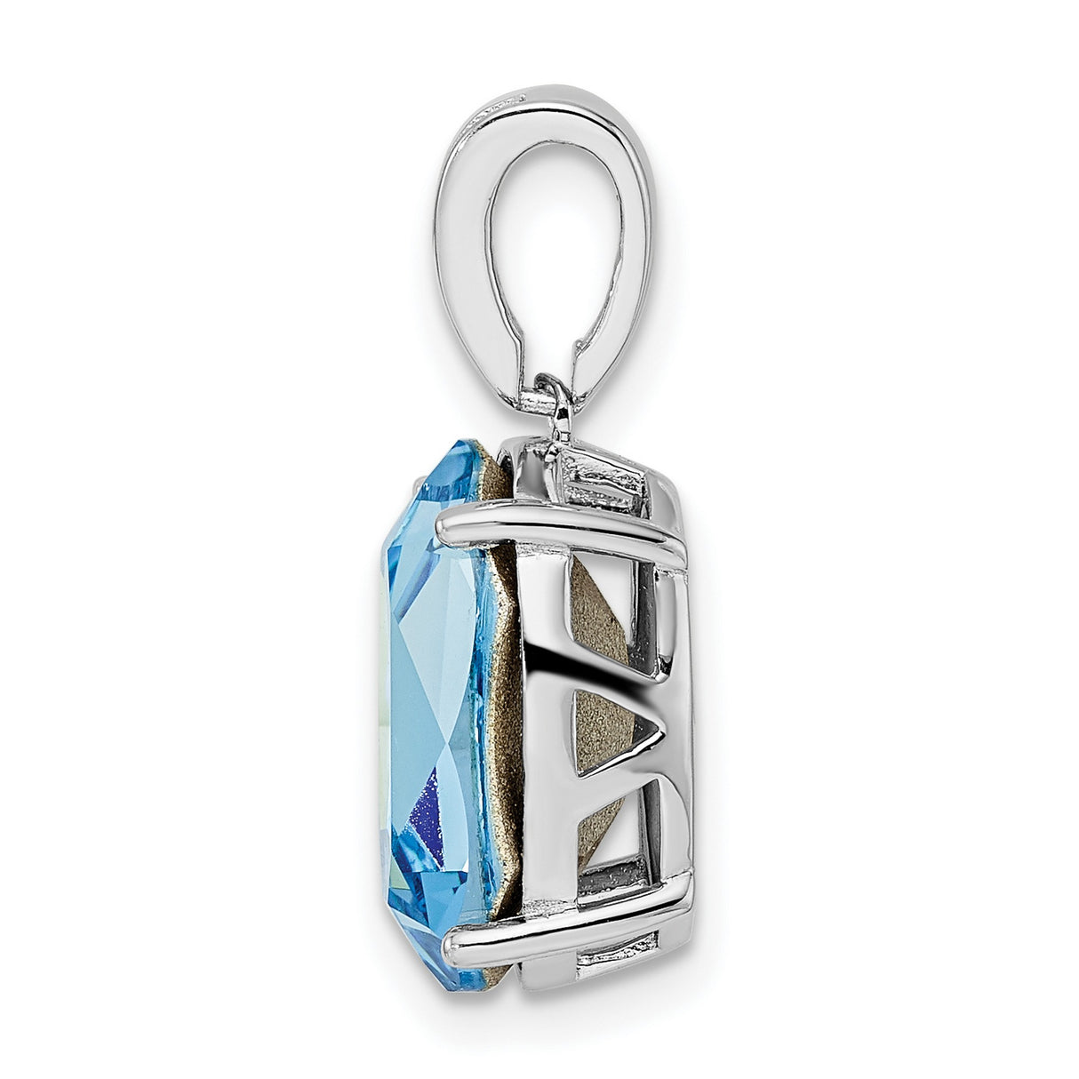 Sterling Silver Pendant with Oval Cut Blue Topaz and Cubic Zirconia Accents, Modern Design for Women