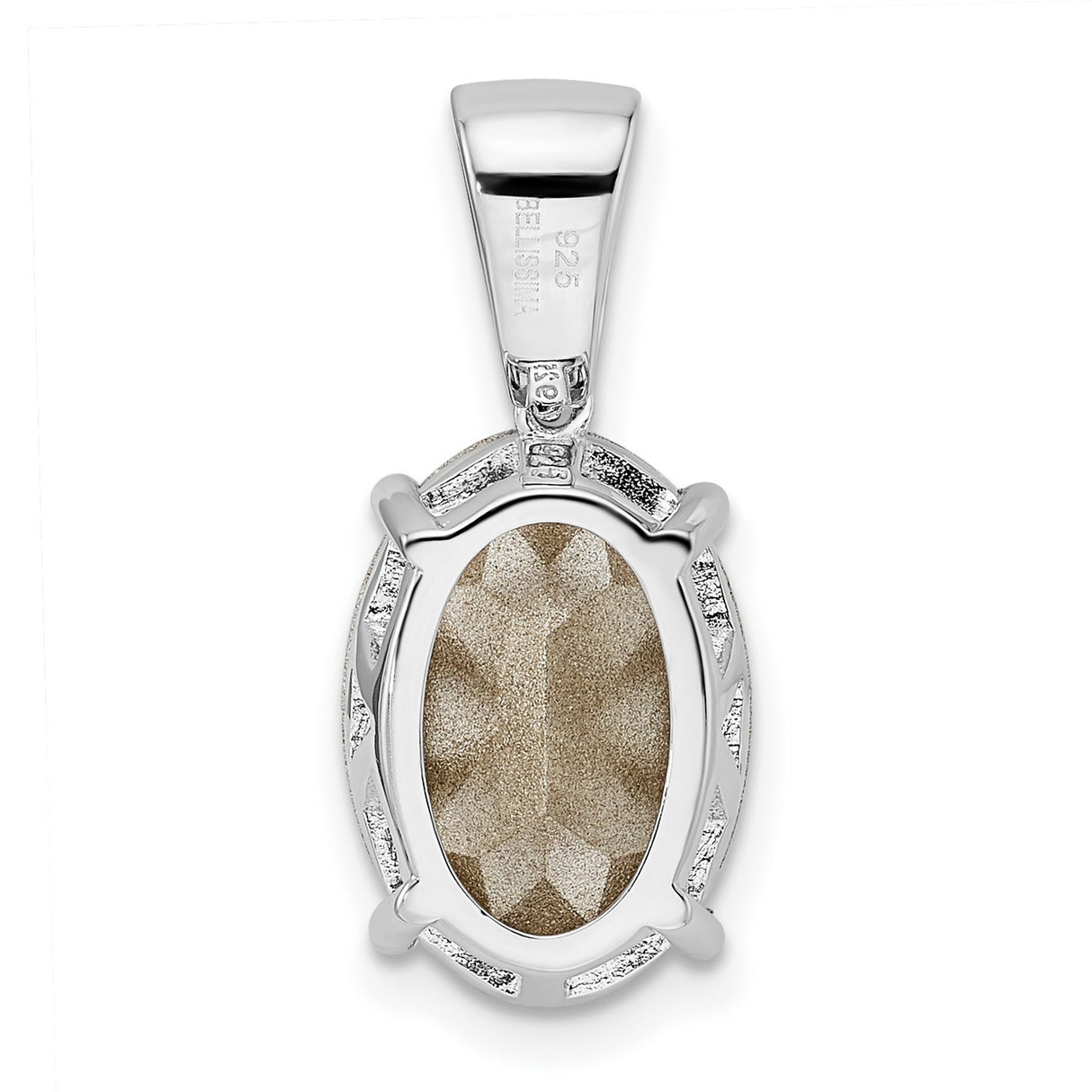 Sterling Silver Pendant with Oval Cut Blue Topaz and Cubic Zirconia Accents, Modern Design for Women