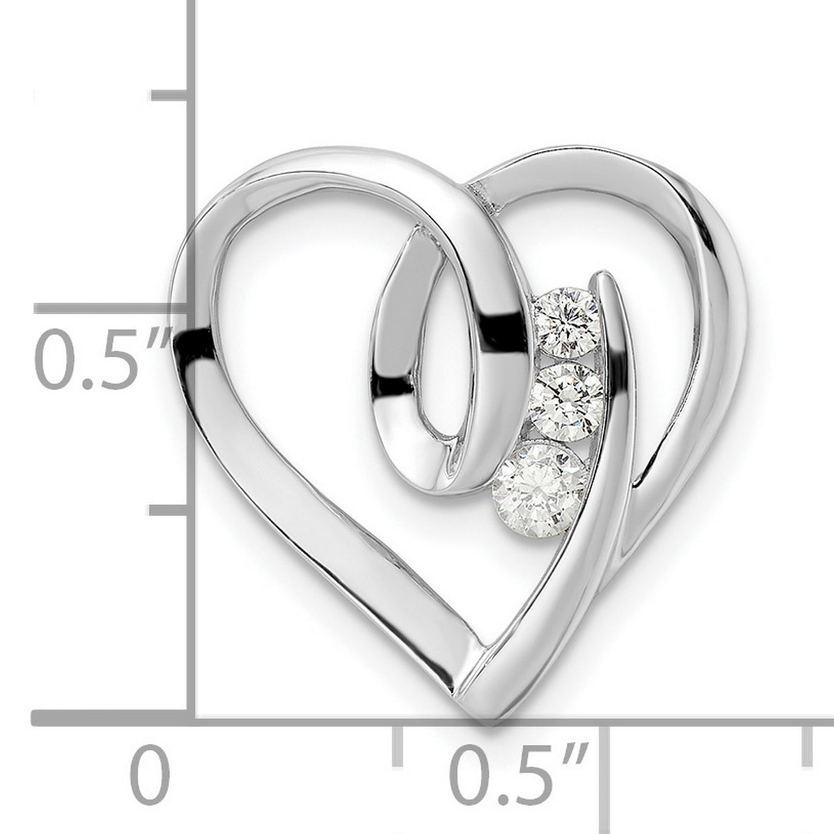 Sterling Silver Heart Pendant with Cubic Zirconia, Flowing Open Heart Design for Women