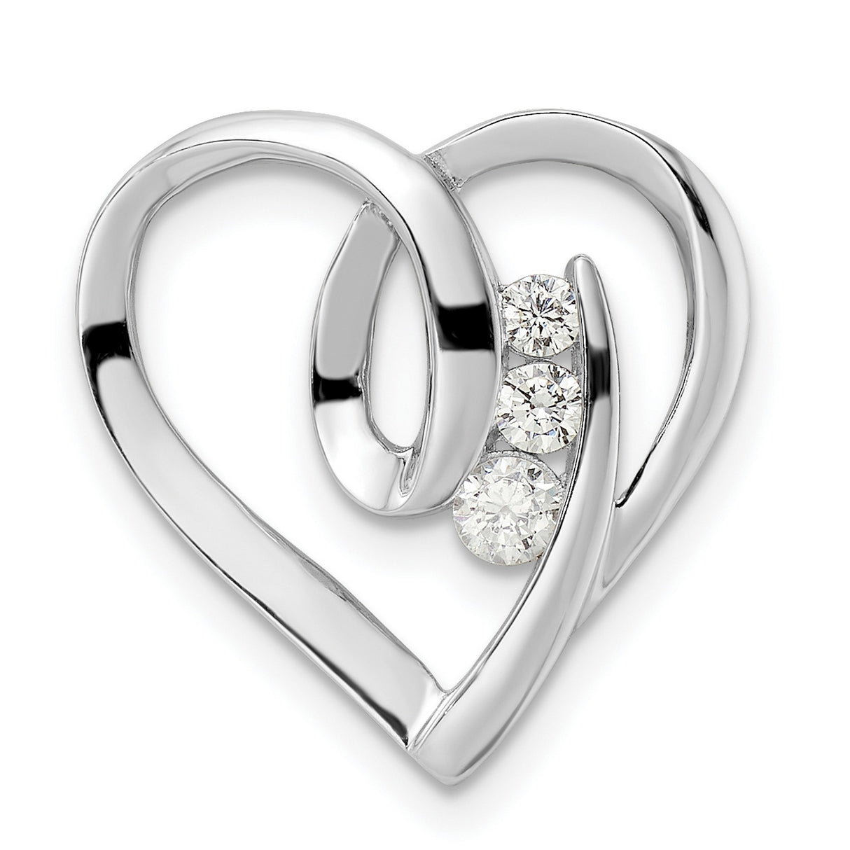 Sterling Silver Heart Pendant with Cubic Zirconia, Flowing Open Heart Design for Women