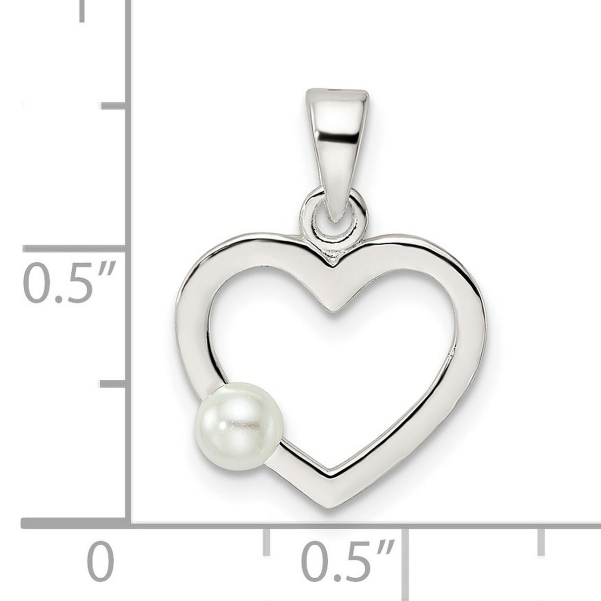 Sterling Silver Heart Pendant with White Shell Bead, Romantic Feminine Jewelry