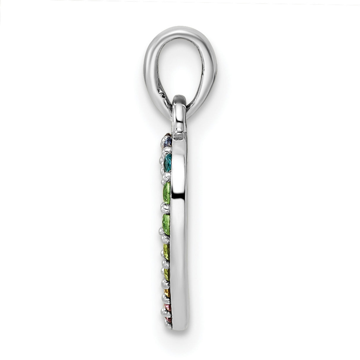 Sterling Silver Heart Pendant with Multicolor Cubic Zirconia, Rainbow Gradient Design