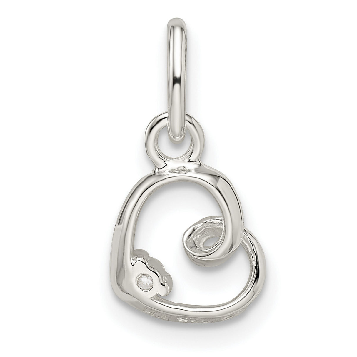 Sterling Silver Heart Pendant with Cubic Zirconia, Swirl Open Heart Design