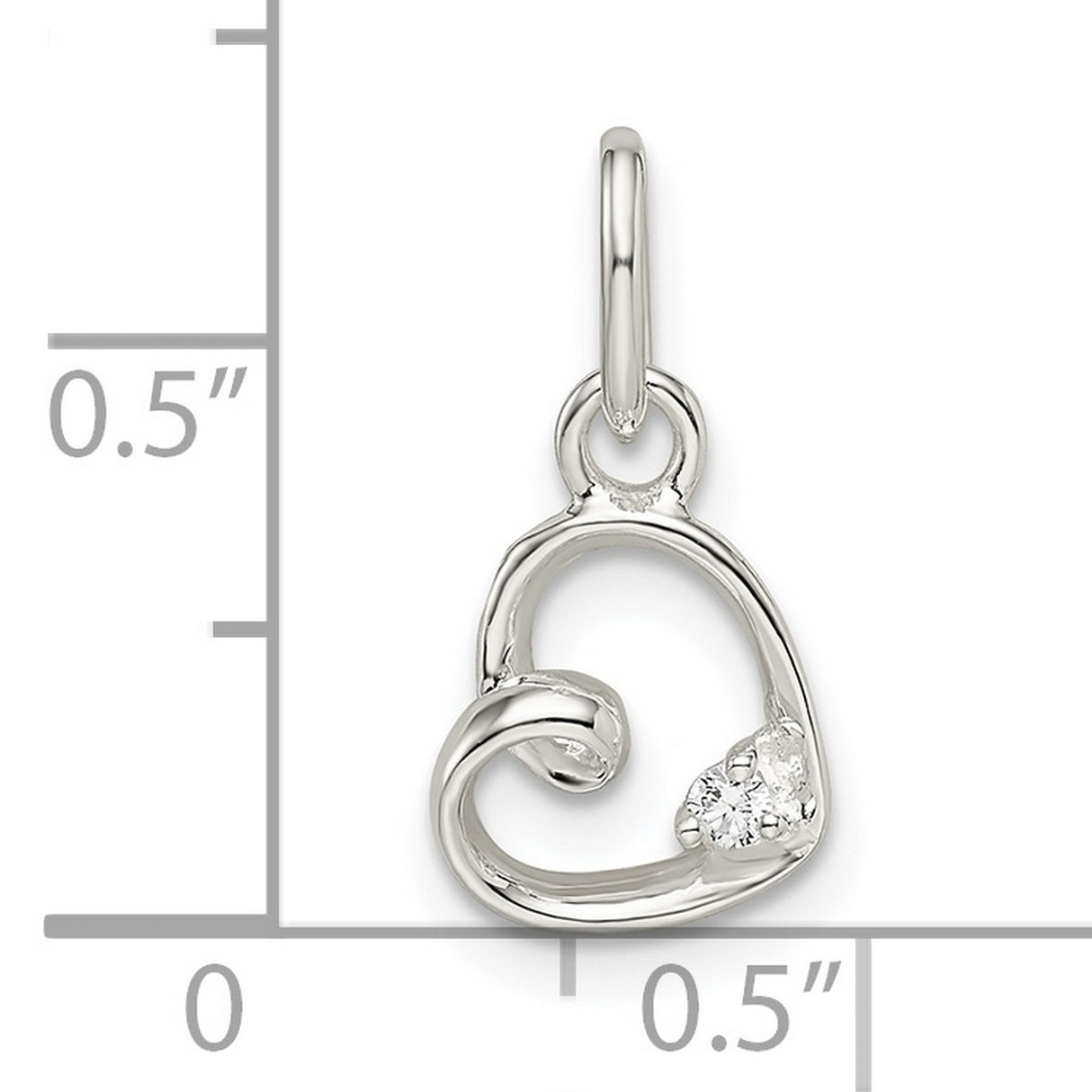 Sterling Silver Heart Pendant with Cubic Zirconia, Swirl Open Heart Design