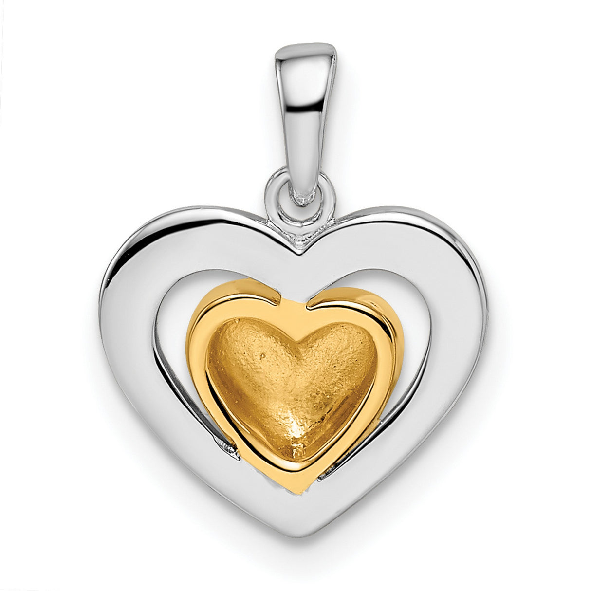 Gold Plated Heart Charm Pendant in Real 925 Sterling SIlver