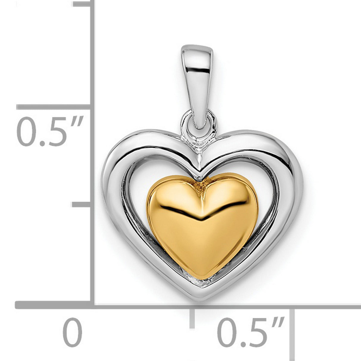 Gold Plated Heart Charm Pendant in Real 925 Sterling SIlver