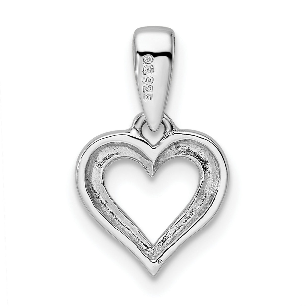 Sterling Silver Heart Pendant with Open Design and Cubic Zirconia Bail