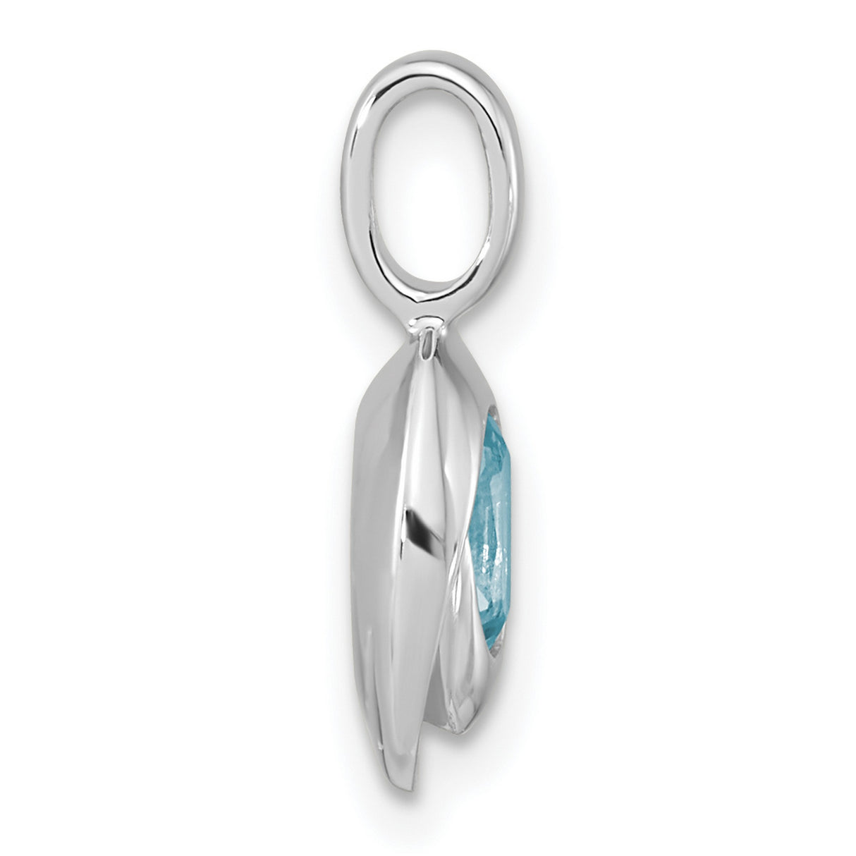 Sterling Silver Swirl Pendant with Sky Blue Topaz, Oval Modern Design for Women