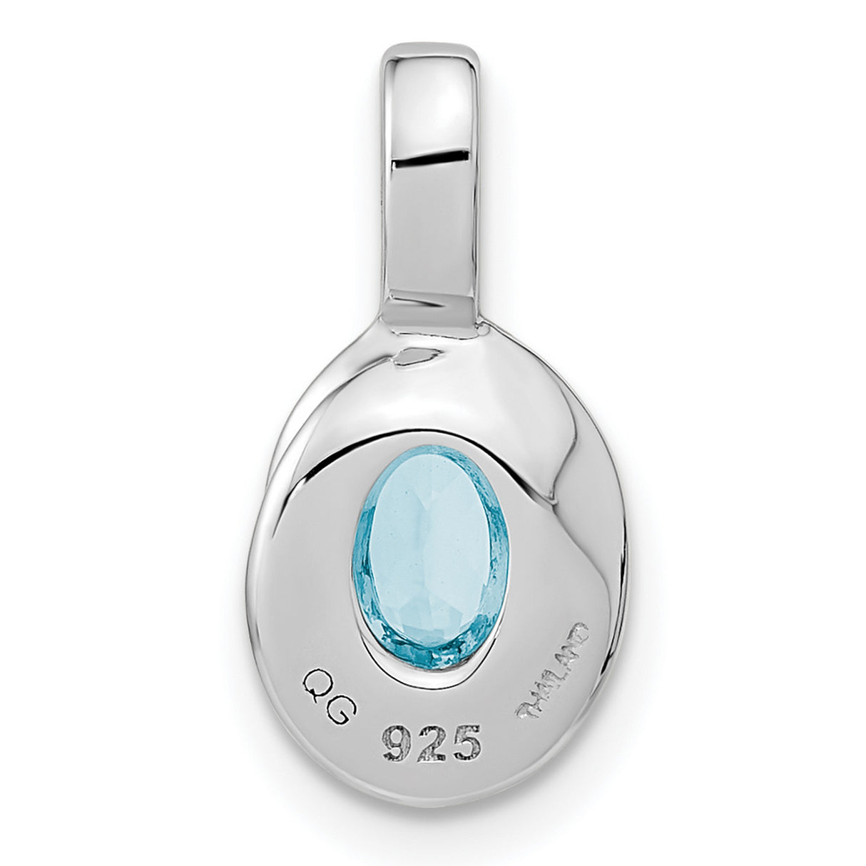 Sterling Silver Swirl Pendant with Sky Blue Topaz, Oval Modern Design for Women
