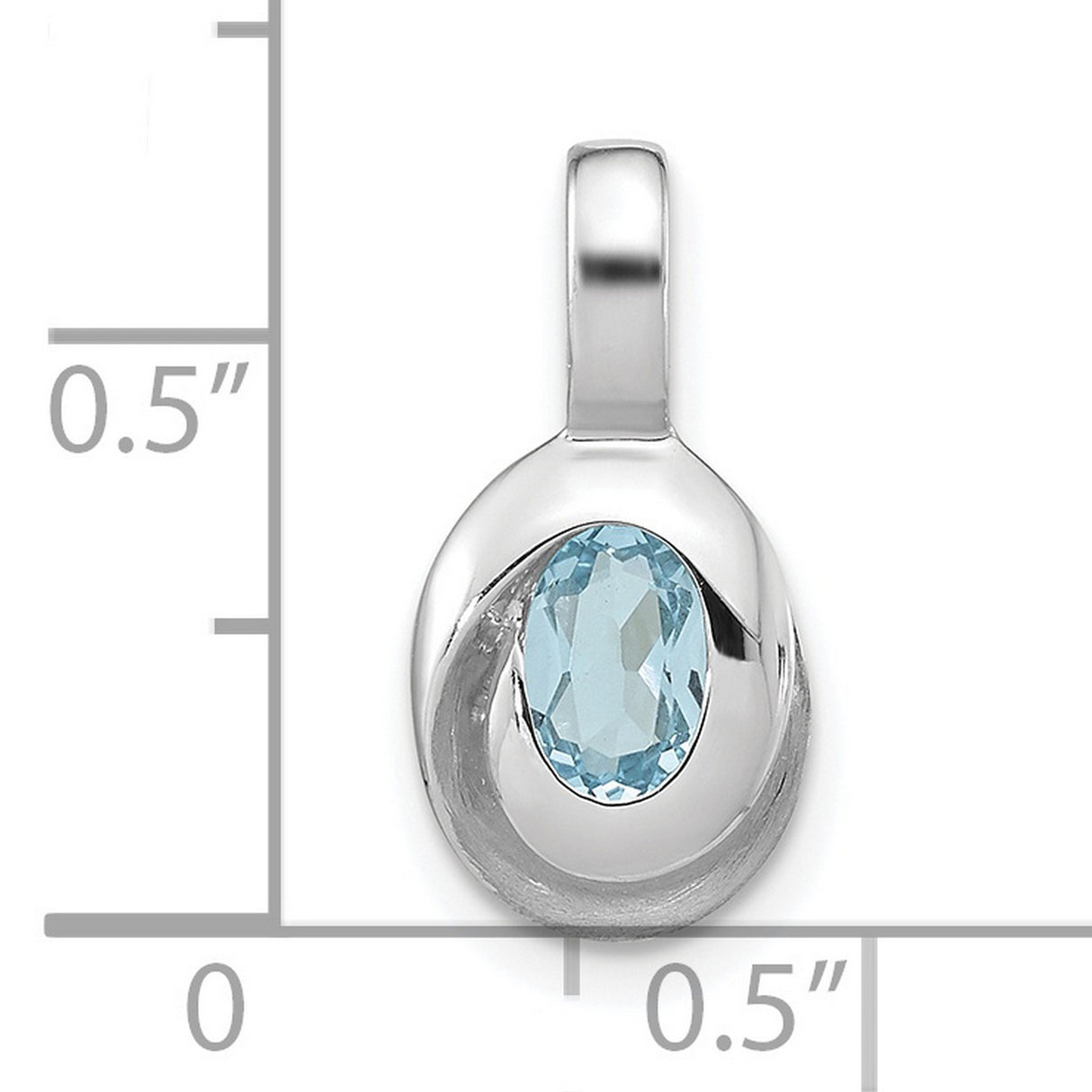 Sterling Silver Swirl Pendant with Sky Blue Topaz, Oval Modern Design for Women