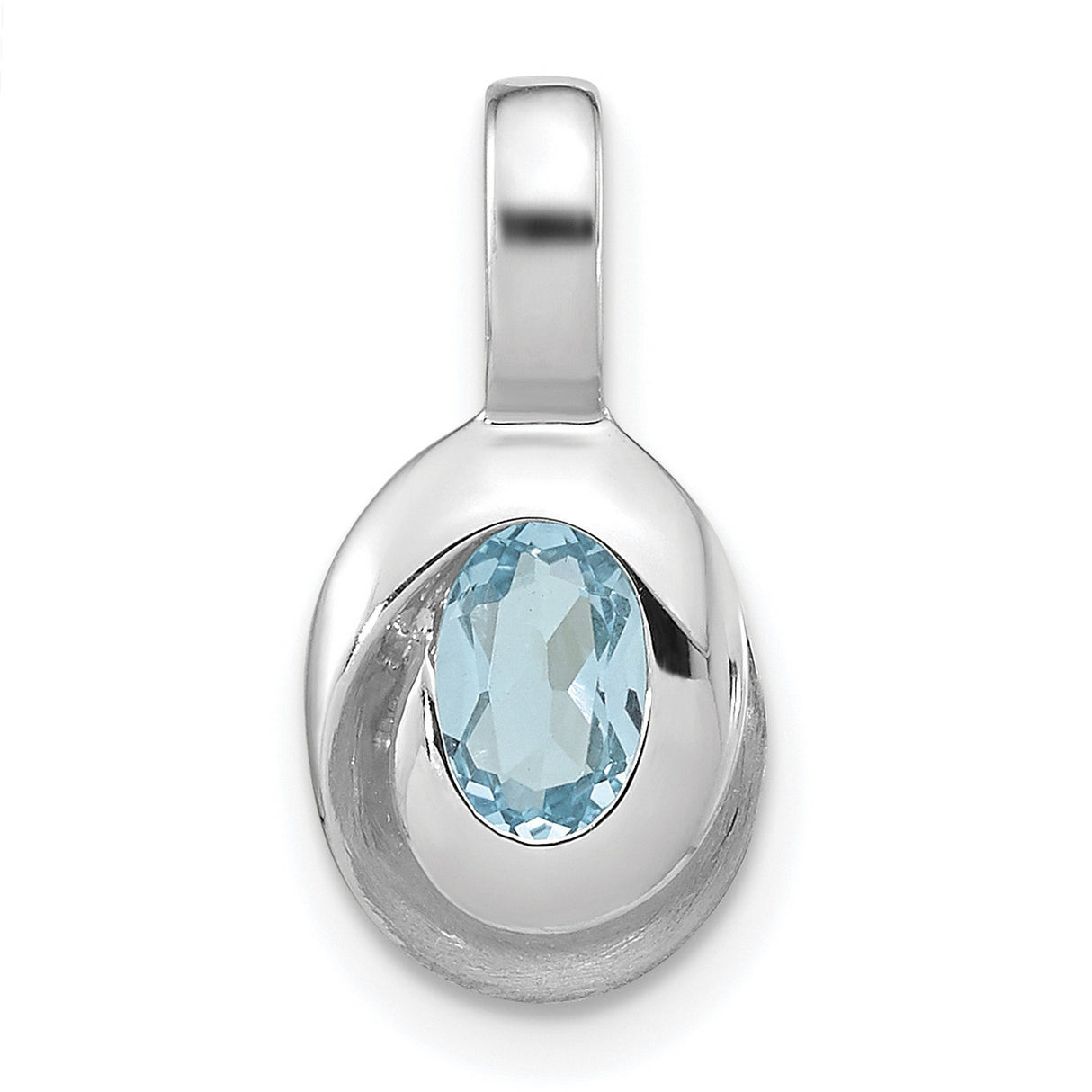 Sterling Silver Swirl Pendant with Sky Blue Topaz, Oval Modern Design for Women