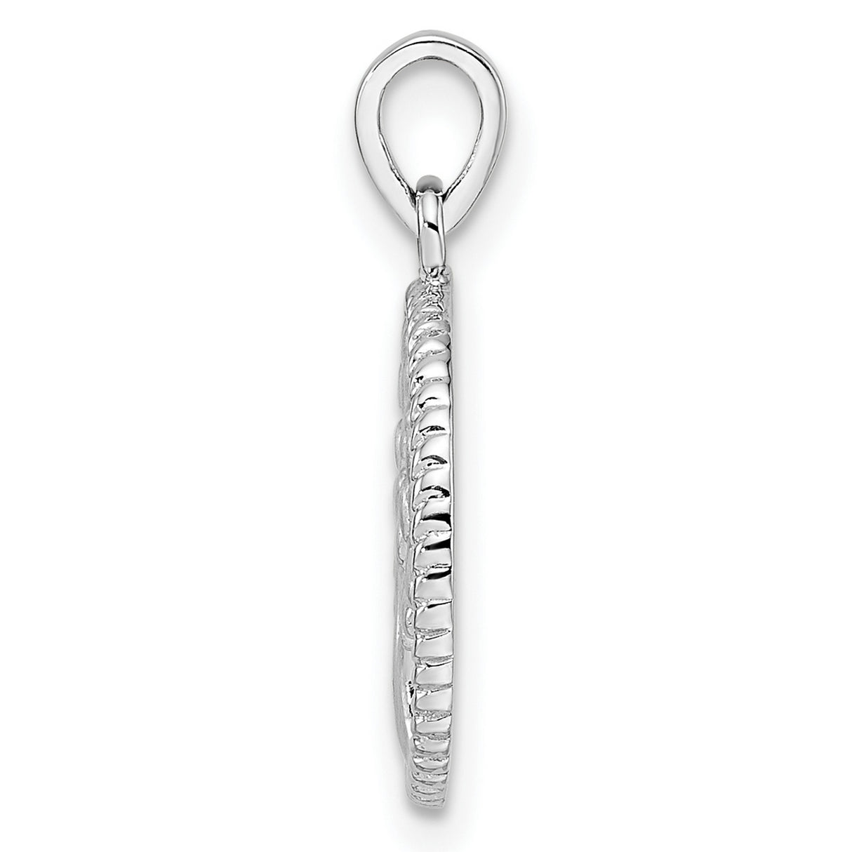 Sterling Silver Tree of Life Pendant with Openwork Design and Textured Border for Women