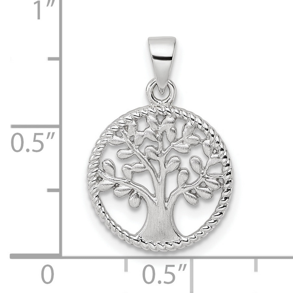 Sterling Silver Tree of Life Pendant with Openwork Design and Textured Border for Women