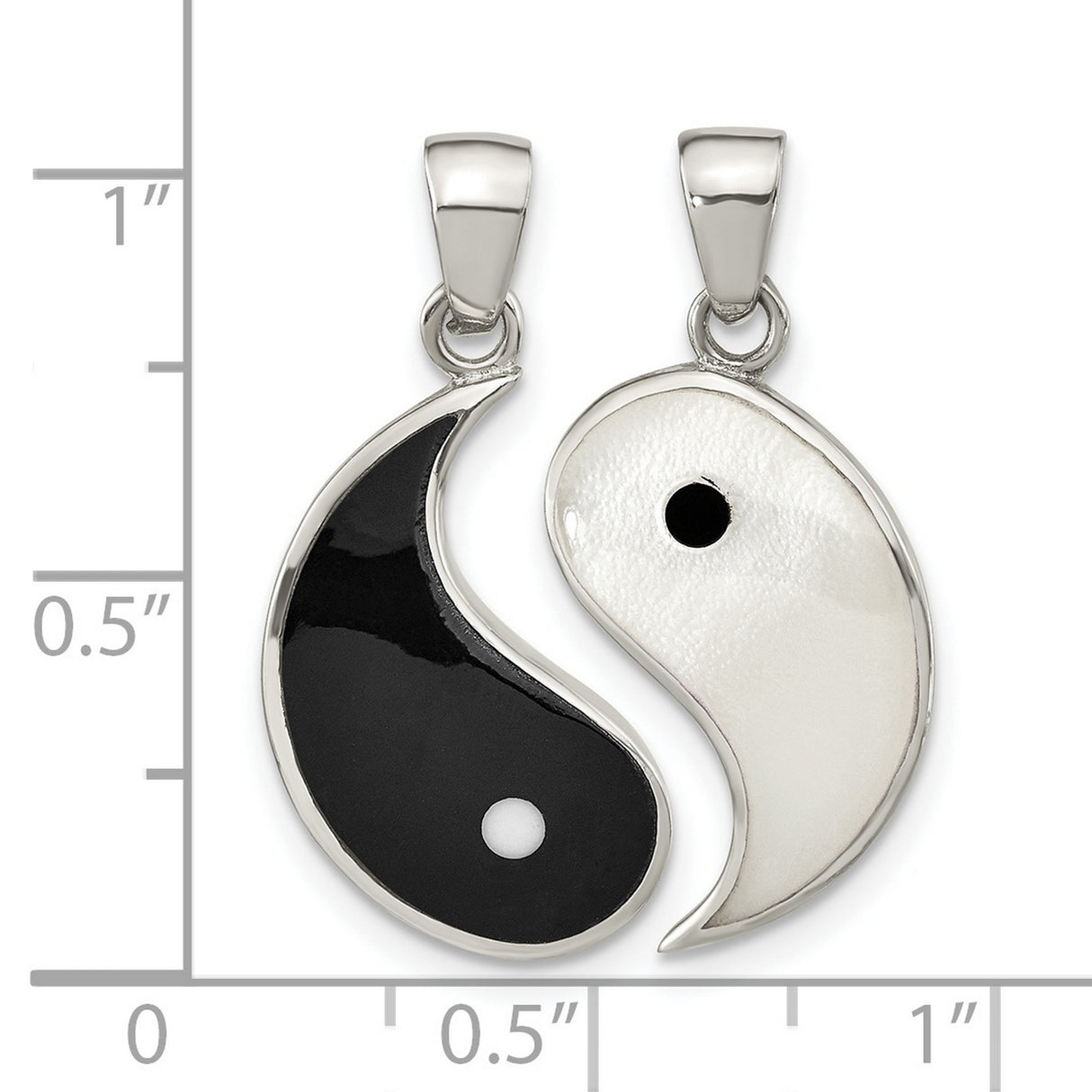 Sterling Silver Yin Yang Pendant with Resin and Mother of Pearl, Spiritual Symbol of Balance and Harmony
