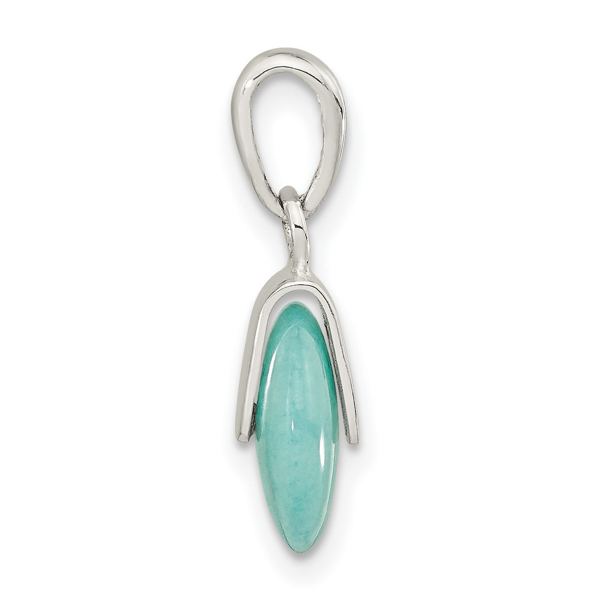 Sterling Silver Pendant with Synthetic Turquoise Disc, Minimalist Modern Style for Women