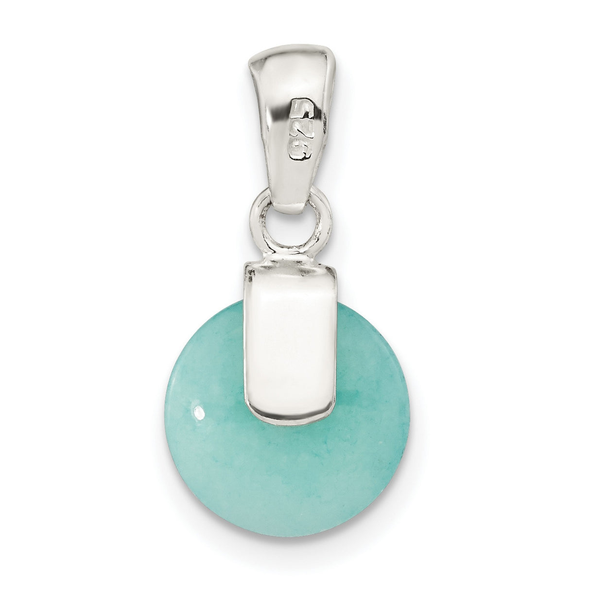 Sterling Silver Pendant with Synthetic Turquoise Disc, Minimalist Modern Style for Women