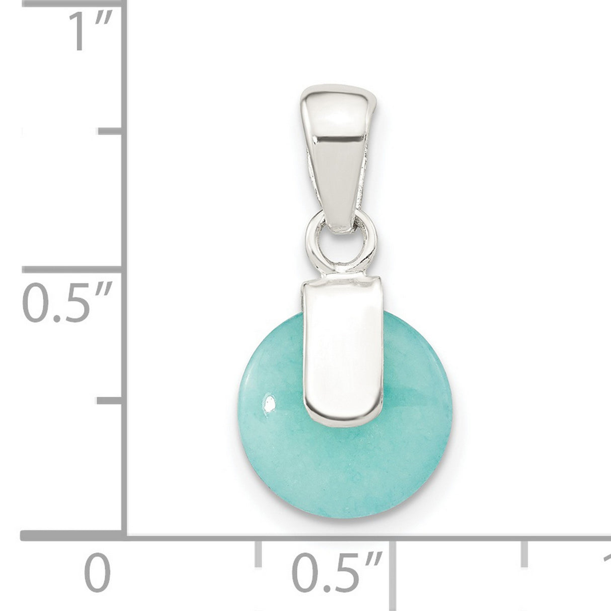 Sterling Silver Pendant with Synthetic Turquoise Disc, Minimalist Modern Style for Women