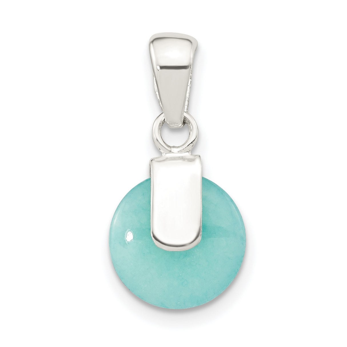 Sterling Silver Pendant with Synthetic Turquoise Disc, Minimalist Modern Style for Women
