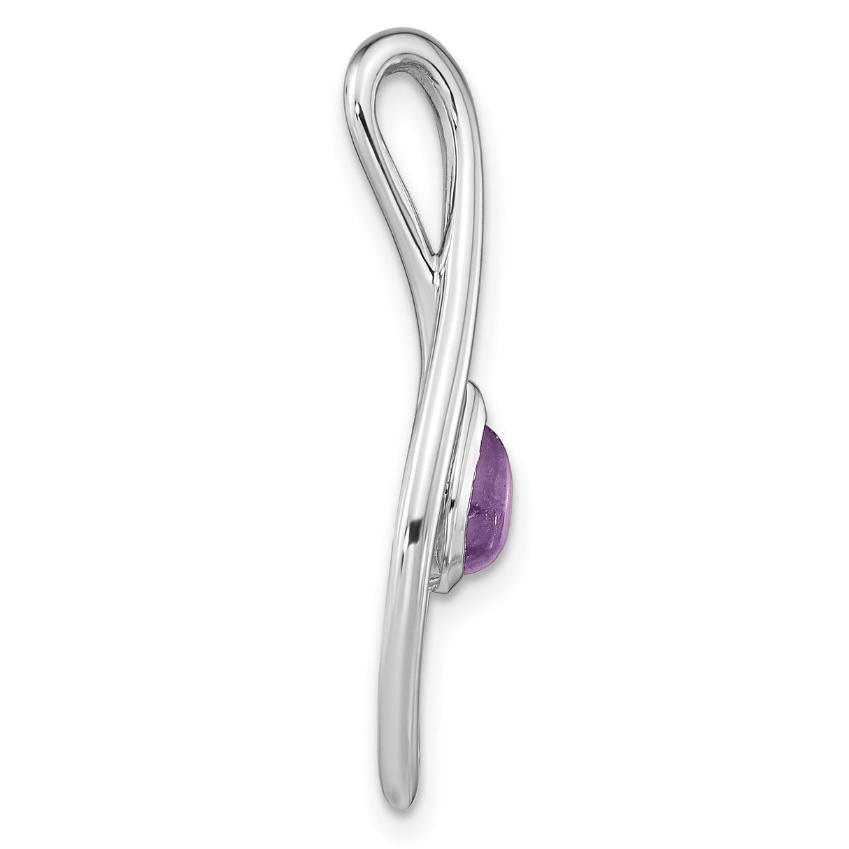 Sterling Silver Teardrop Pendant with Amethyst, Modern Open Design for Women