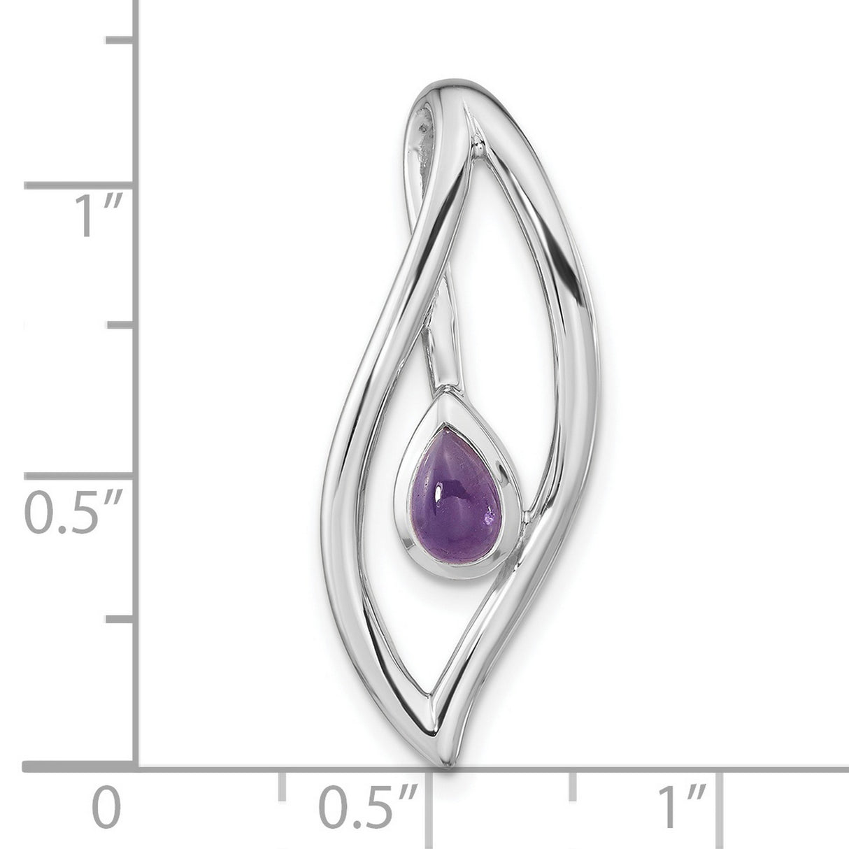 Sterling Silver Teardrop Pendant with Amethyst, Modern Open Design for Women