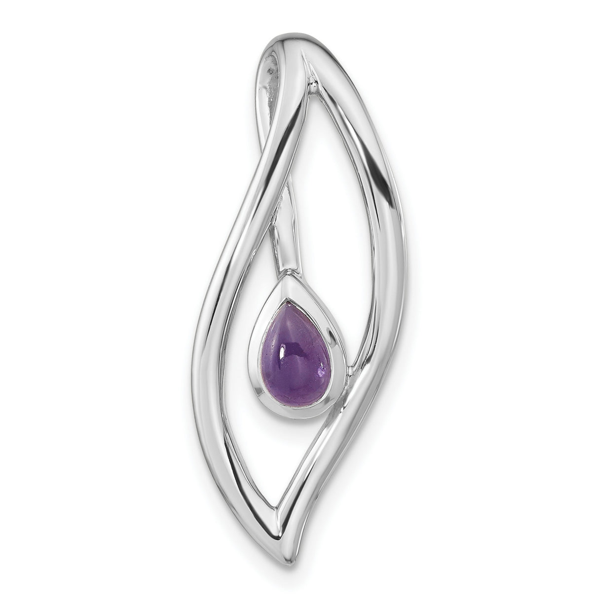 Sterling Silver Teardrop Pendant with Amethyst, Modern Open Design for Women