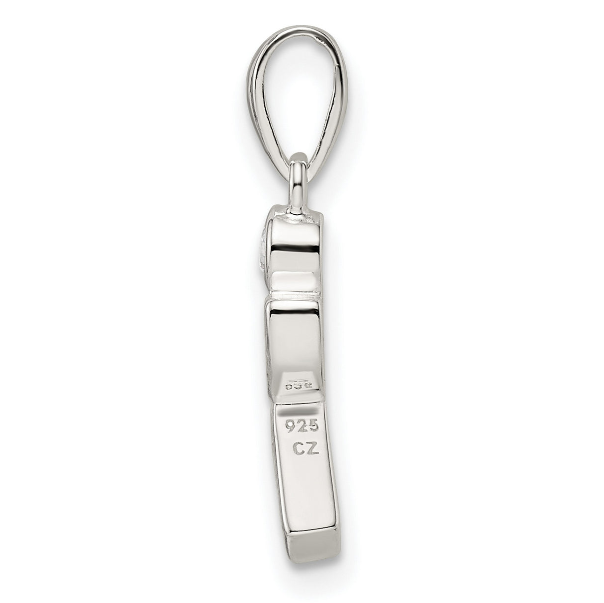 Sterling Silver Pendant with Cubic Zirconia in Round, Marquise, and Emerald Cuts, Geometric Design